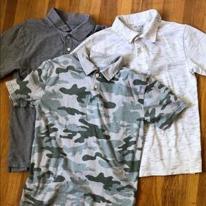 Boys Polo Shirt Trio - Gray, Camo, White